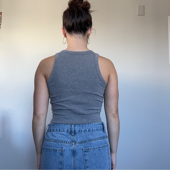 ANew Day Gray Rib Knit High Neck Tank Top - Picture 4 of 7